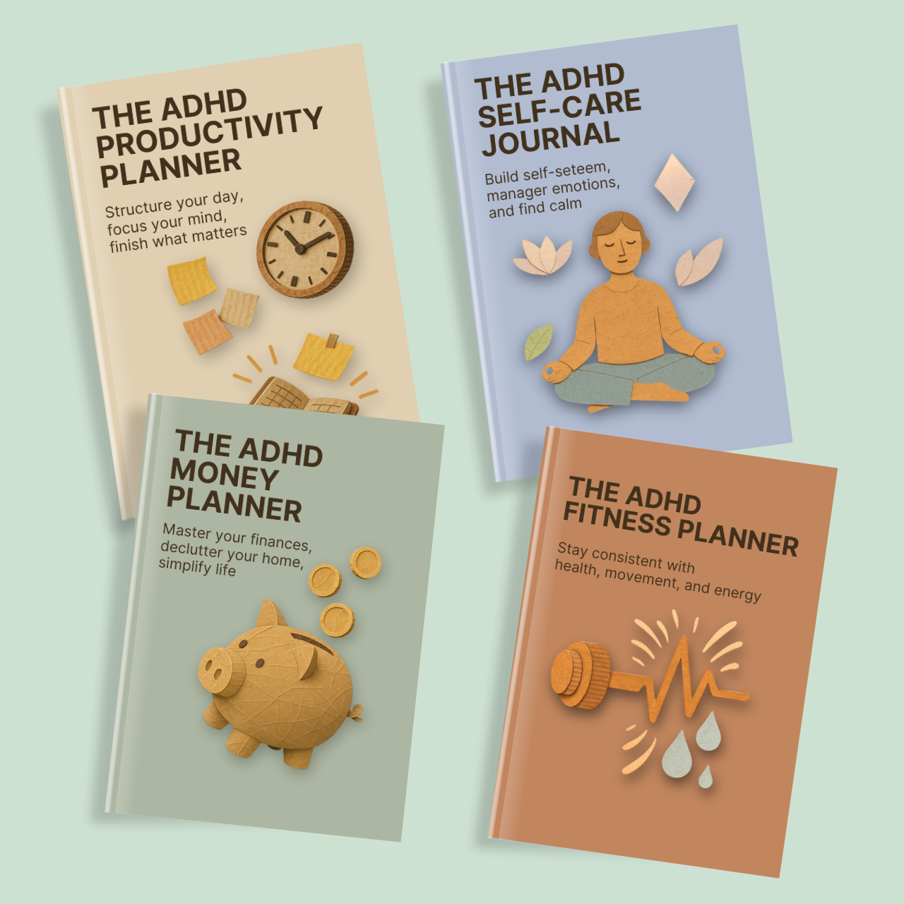 The ADHD Digital Planners Bundle — For Productivity, Money, Self-Care & Fitness